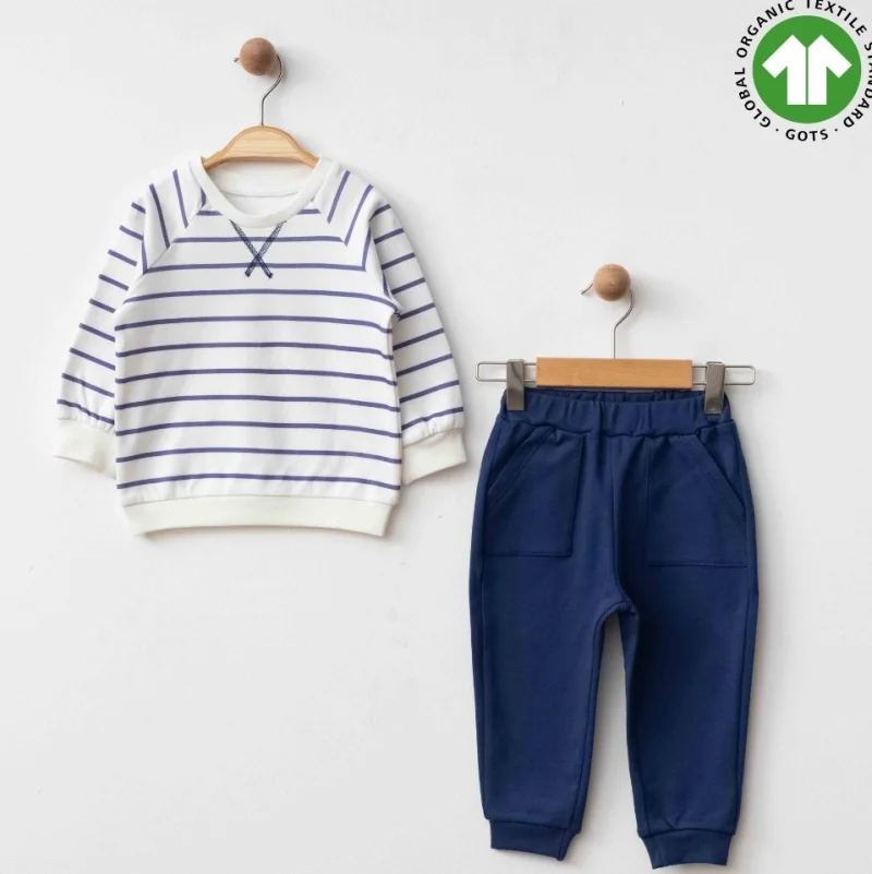Erkek Bebek Lacivert Çizgili Takım 