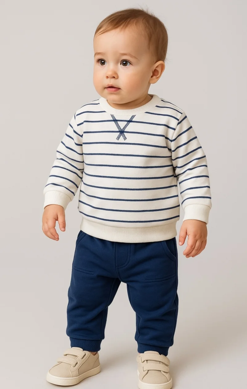 Erkek Bebek Lacivert Çizgili Takım 