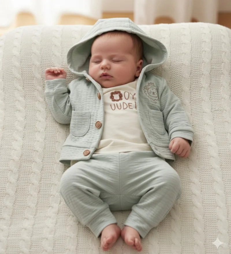 3'lü Organik Mint Pamuklu Takım 