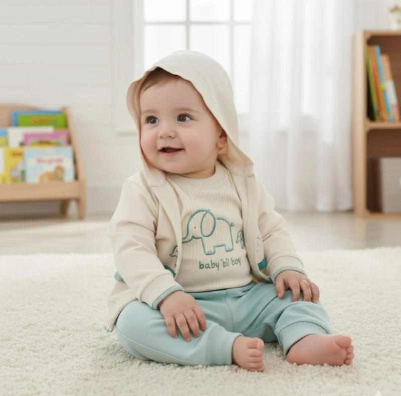 Mavi 3'lü Erkek Bebek Takım 