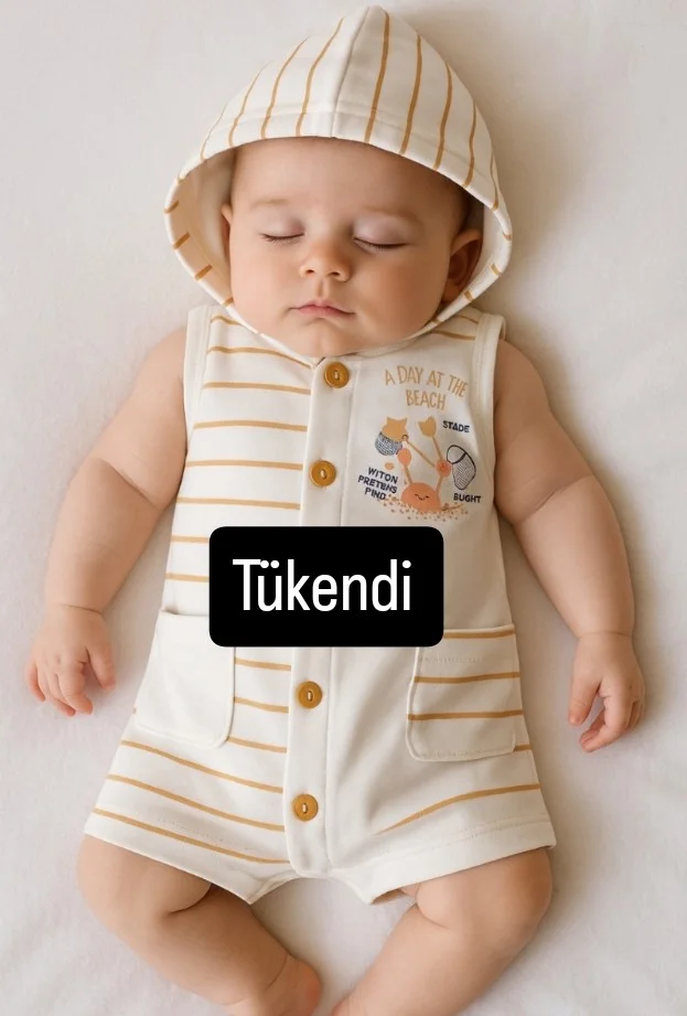 Organik Pamuklu Şapkalı Tulum 