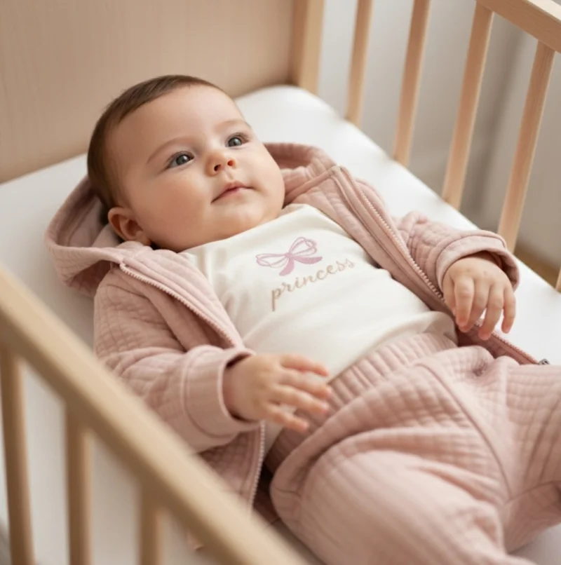 3'lü Organik Pamuklu Gül Kurusu Hırka Takım 