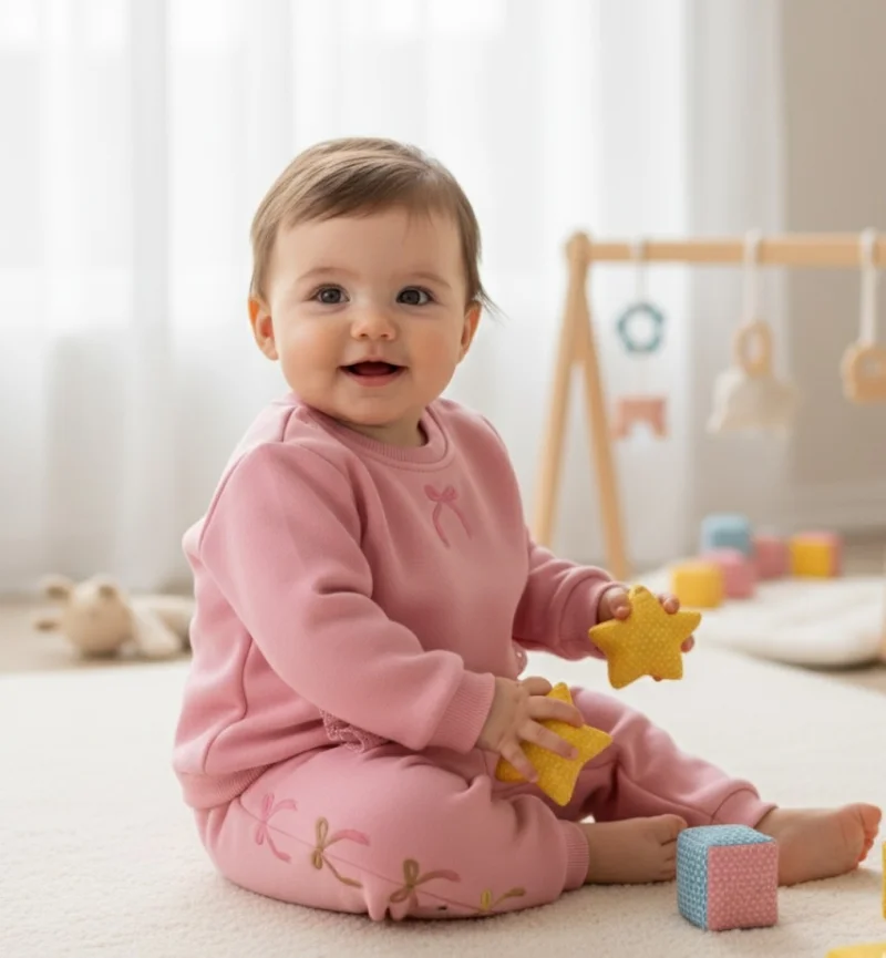 Pembe Kurdeleler Kız Bebek Çocuk İkili Takım 