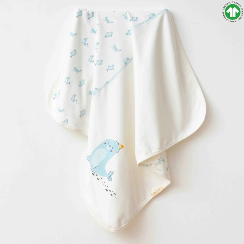 Organik Pamuklu Mavi Deniz Battaniye 