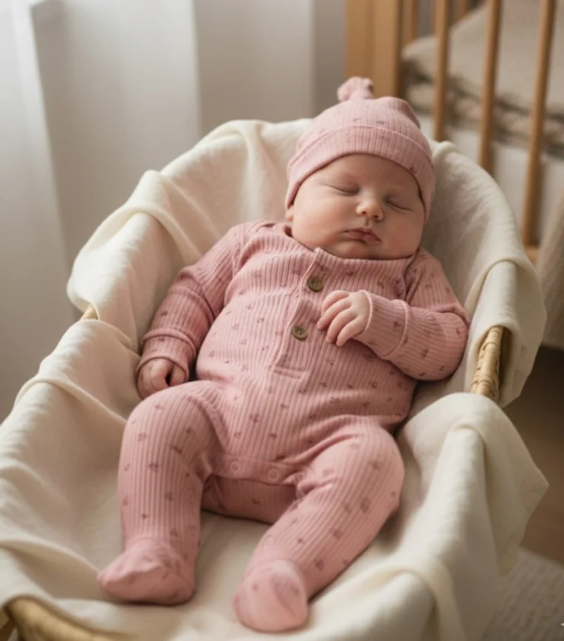 Kız Bebek Pembe Bebek Tulum Şapka 