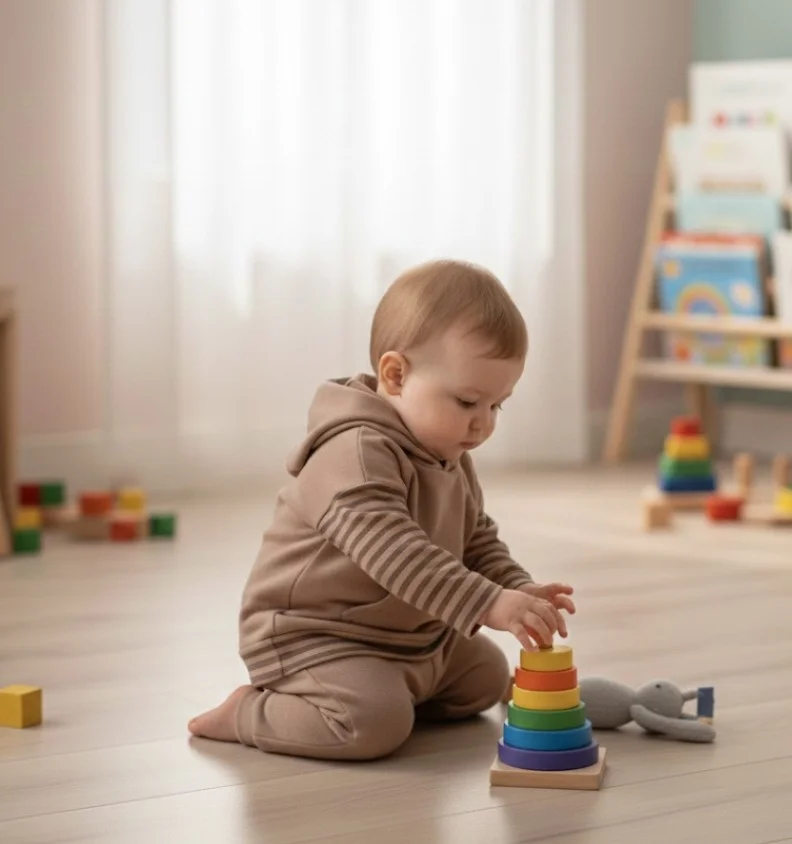 Kahverengi Çizligi Erkek Bebek Takım 