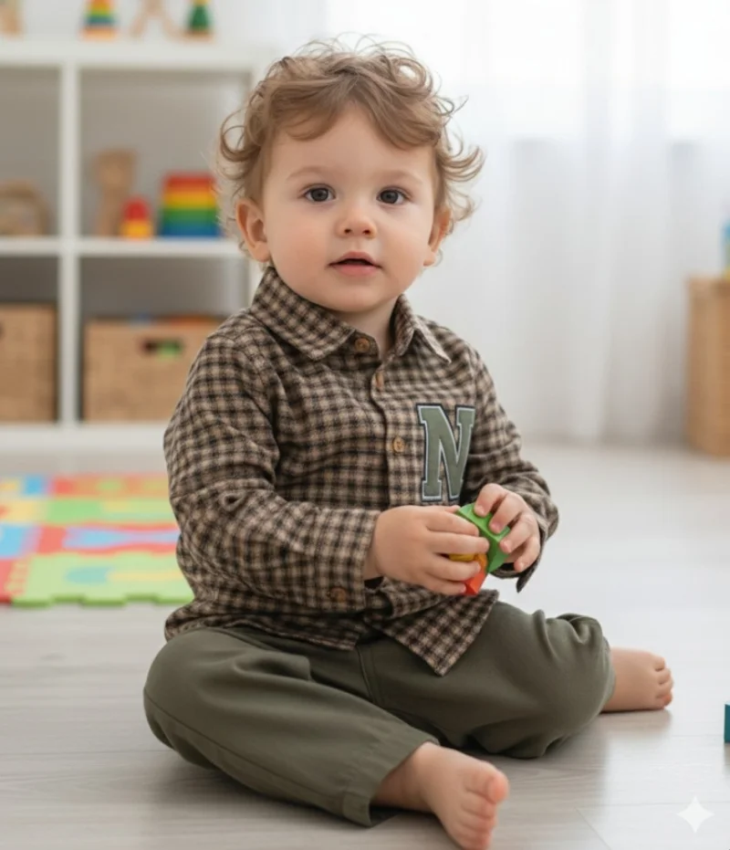 Erkek Çocuk Gömlek Haki Pantolon 