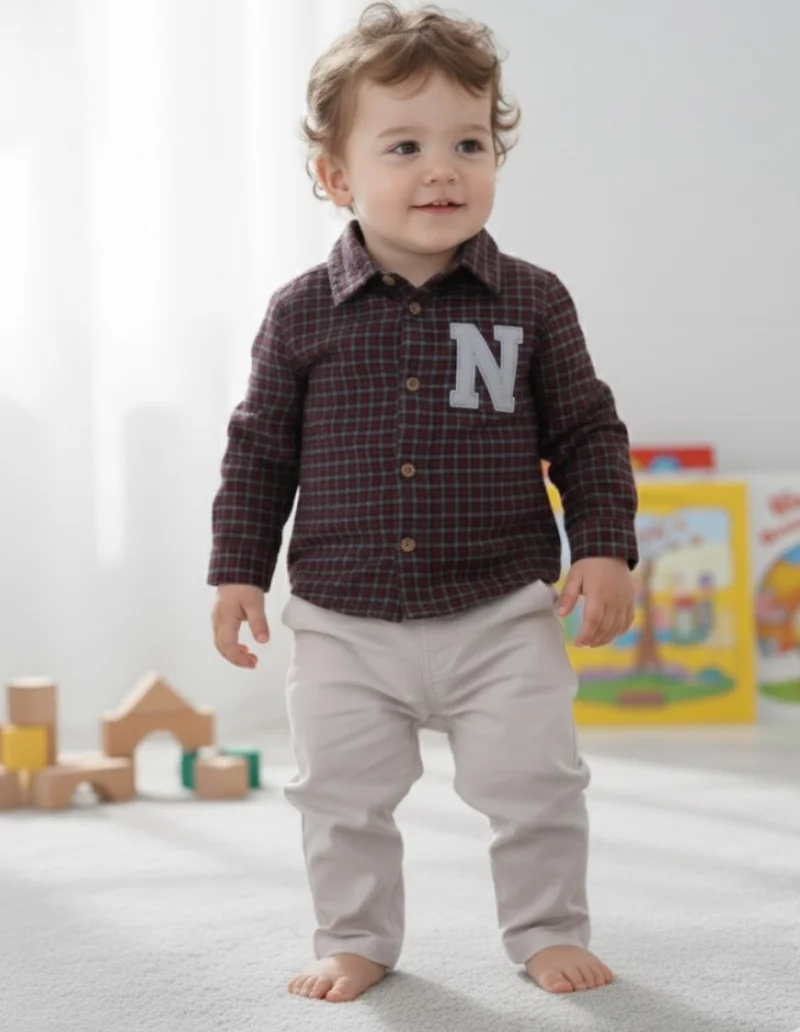 Erkek Çocuk Gömlek Bej Pantolon 