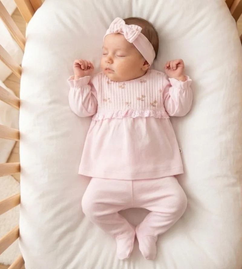 Organik Pamuklu Pandanalı Pembe Takim