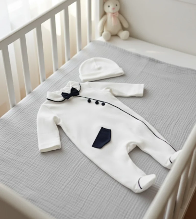 Papyonlu Bebek Tulum Şapka 