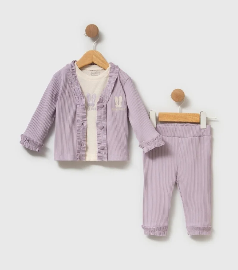 3'lü Lila Hırkalı Takım 