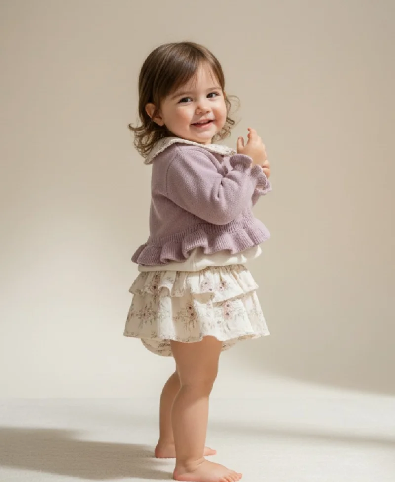 Pudra Fırfırlı Kız Bebek Takımı