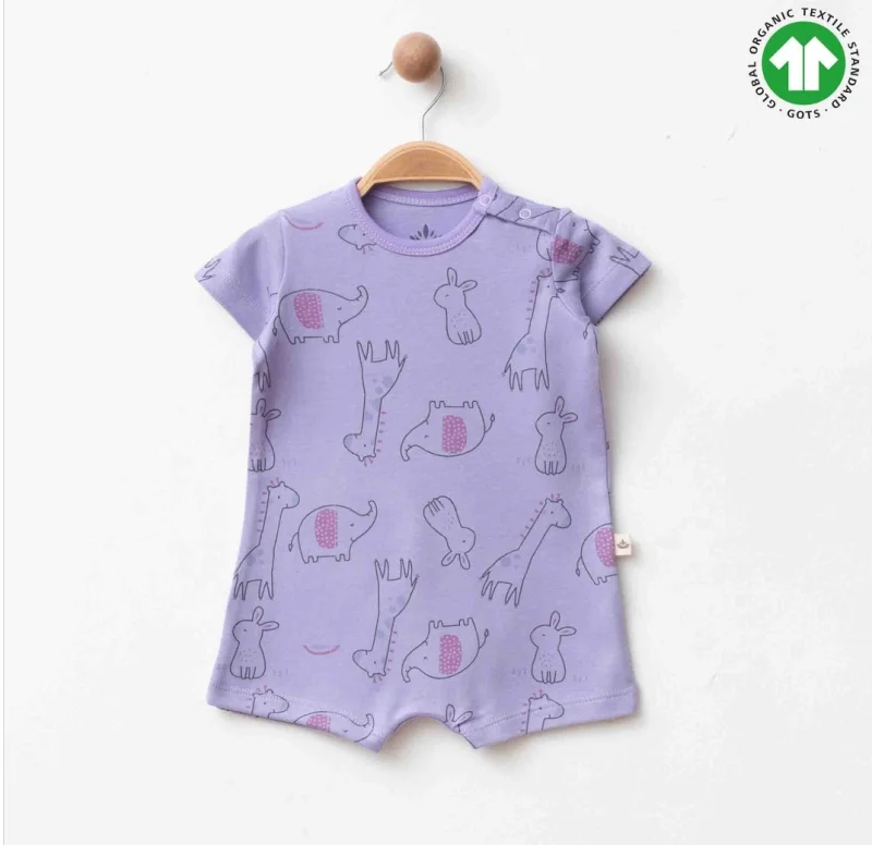 Mor Yazlık Kız Bebek Tulum 