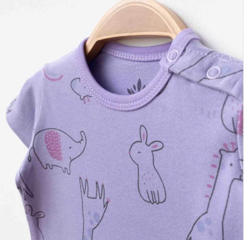 Mor Yazlık Kız Bebek Tulum 