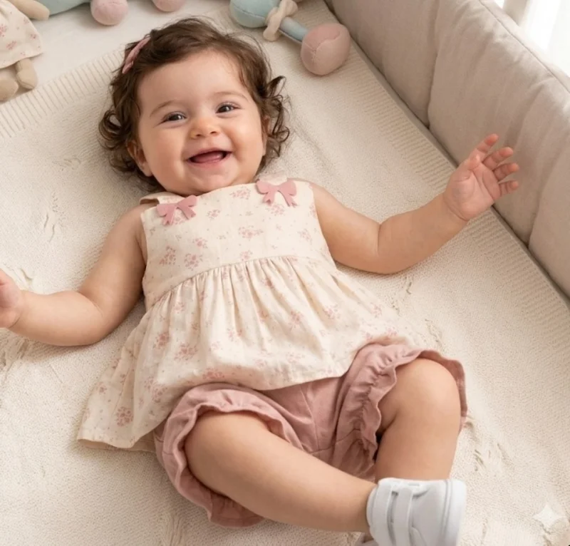 Kız Bebek Müslin Takım Pembe