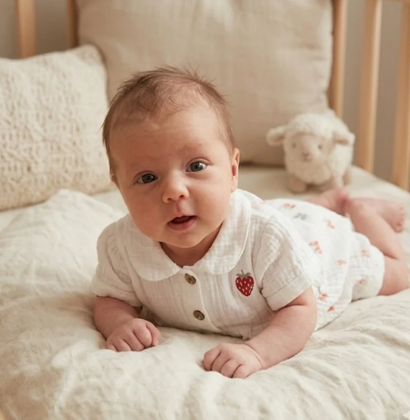  Beyaz Çilek Müslin Tulum 