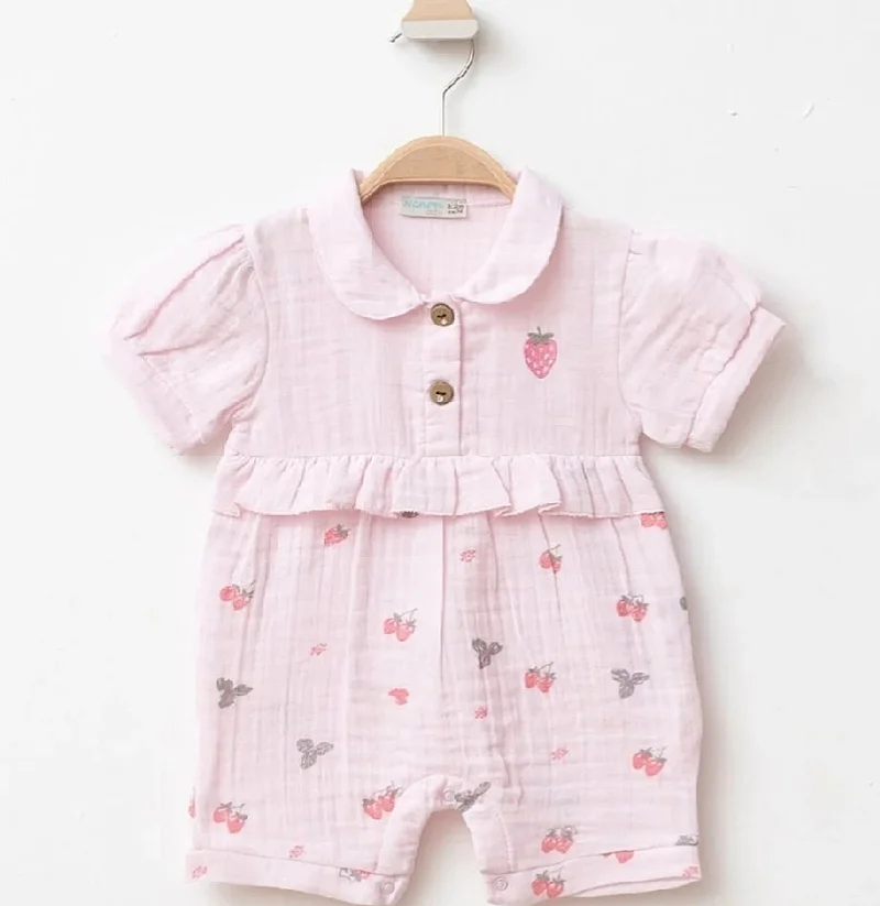  Toz Pembe Çilek Müslin Tulum 