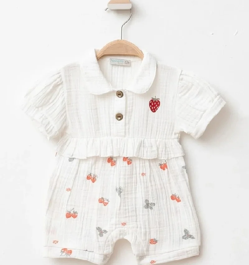  Beyaz Çilek Müslin Tulum 