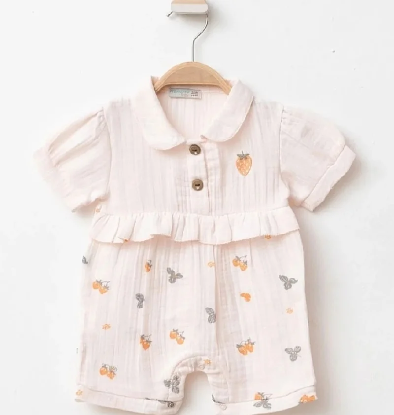  Ekru Çilek Müslin Tulum 