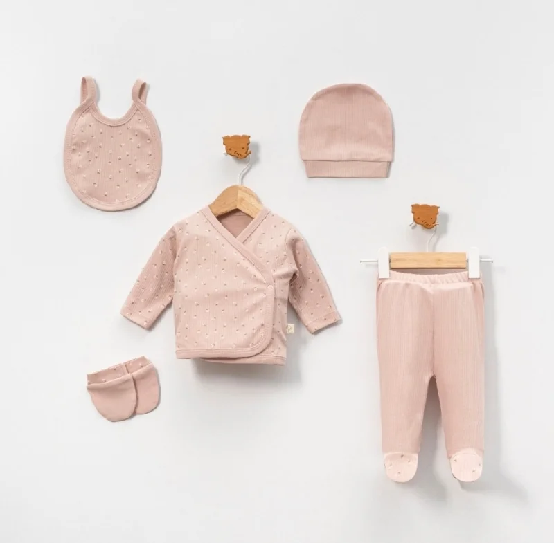  Pudra Çiçekli 5'li Zıbın Takım 