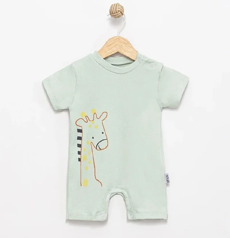 Yeşil Zürafa Baskılı Tulum 