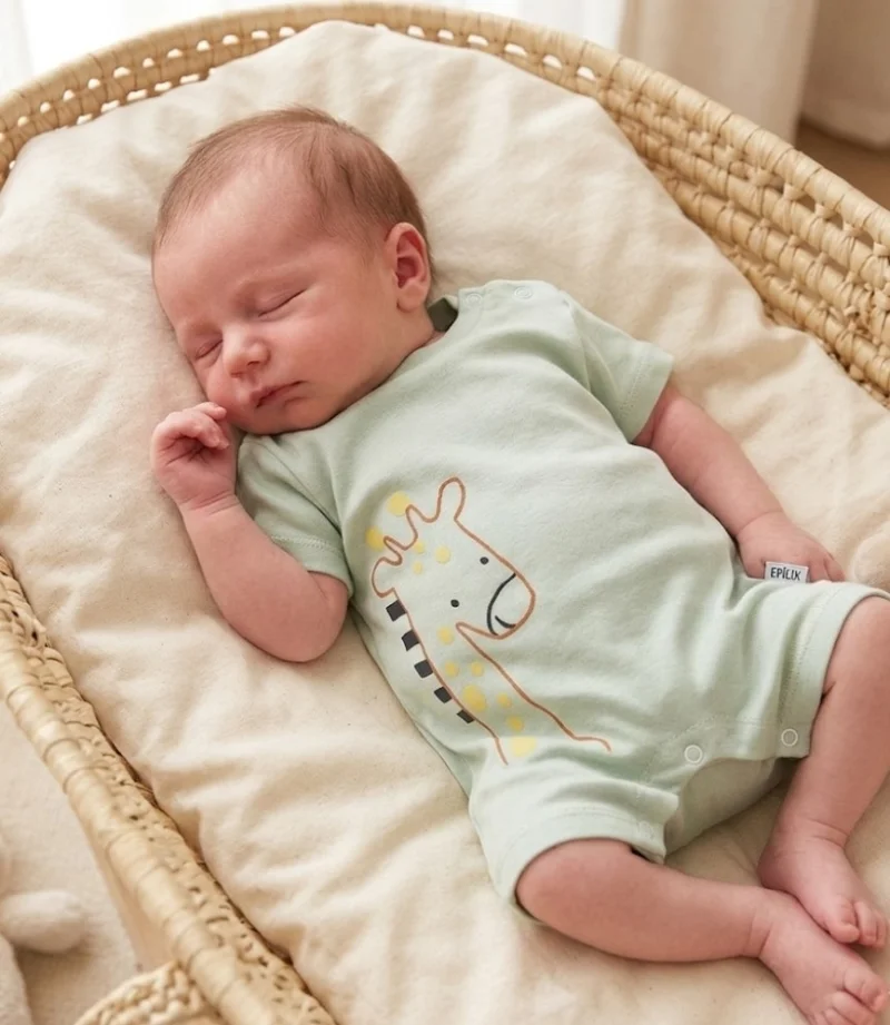 Yeşil Zürafa Baskılı Tulum 