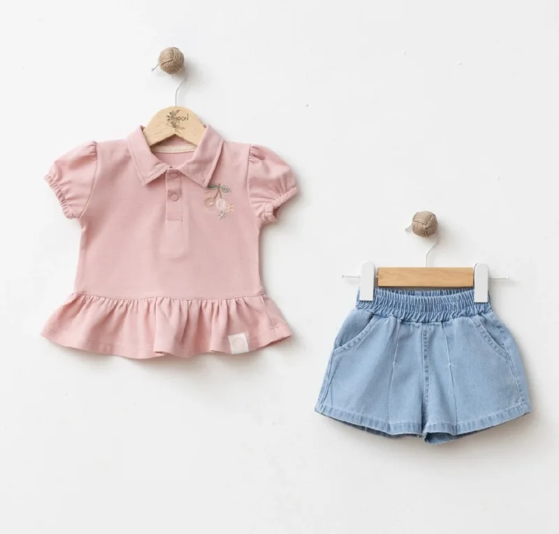Kirazlı Polo Denim Takım