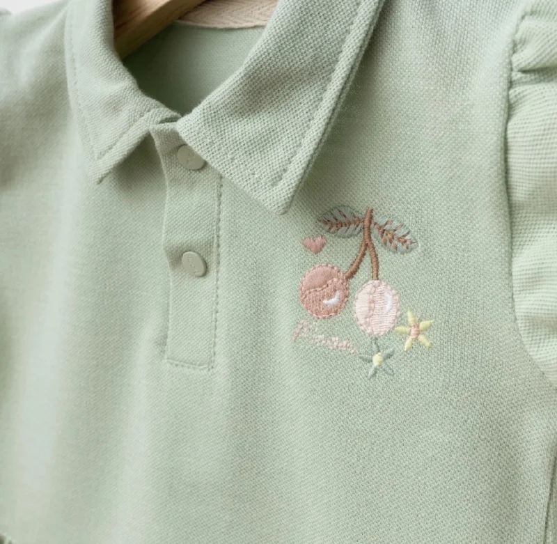 Yeşil Kirazlı Polo Denim Takım 