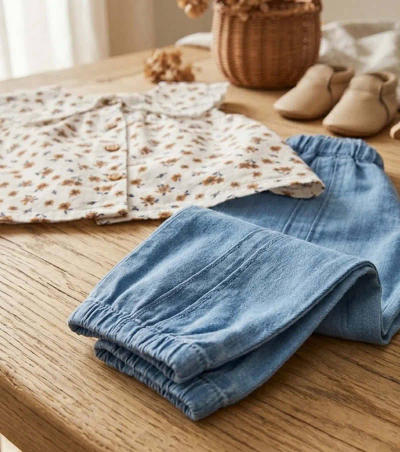 Denim Pantolon Kız İkili Takım 