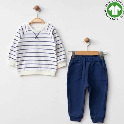 Erkek Bebek Lacivert Çizgili Takım 