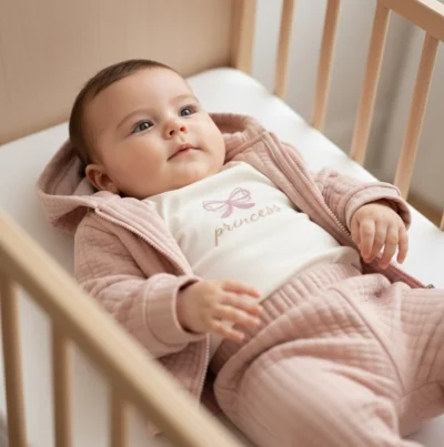 3'lü Organik Pamuklu Gül Kurusu Hırka Takım 