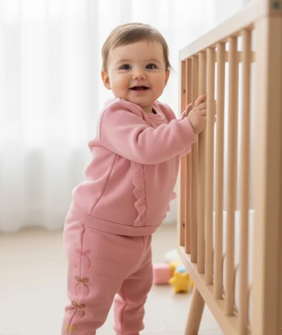 Pembe Kurdeleler Kız Bebek Çocuk İkili Takım 