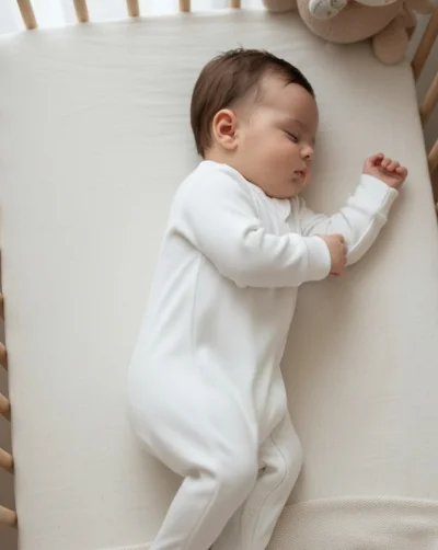 Fermuarlı Ekru Erkek Bebek Tulum 