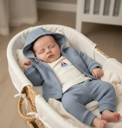 3'lü Organik Mavi Pamuklu Takım 