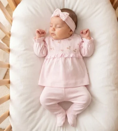 Organik Pamuklu Pandanalı Pembe Takim