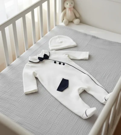 Papyonlu Bebek Tulum Şapka 