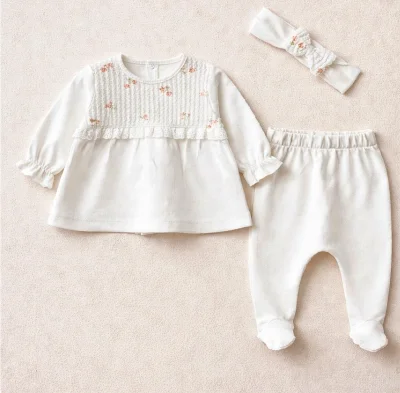 Organik Pamuklu Pandanalı Beyaz Takım