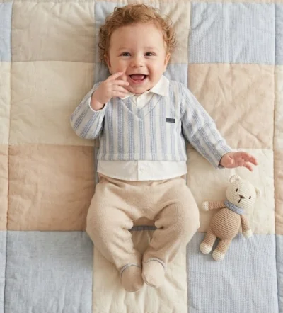 Gömlek Detaylı Bej Bebek Tulum 