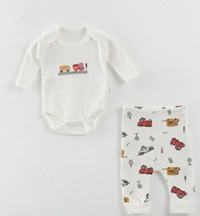 Araba Beyaz Erkek Bebek Zıbın Takım 