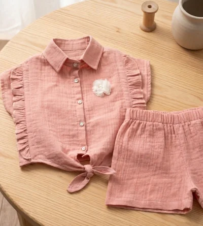 Fırfır Detaylı Müslin Takım 