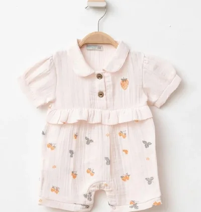  Ekru Çilek Müslin Tulum 