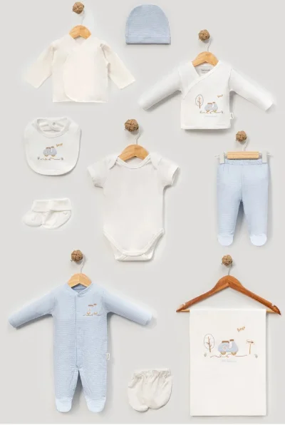 Erkek Bebek Mavi Beyaz 10'lu Yenidoğan Takım 