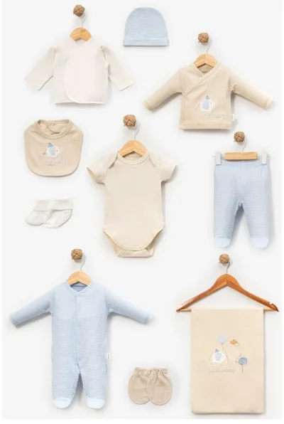 Erkek Bebek Mavi Krem 10'lu Yenidoğan Takım 