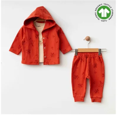 Organik Pamuklu Kız Bebek 3'lü Takım 