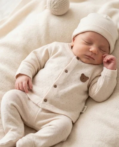 Bebi Puantiyeli Krem Takım 