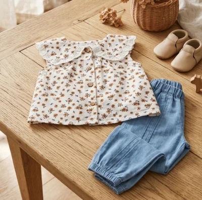 Denim Pantolon Kız İkili Takım 